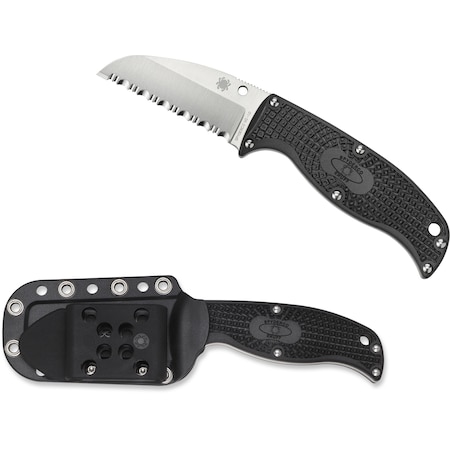 Spyderco 2024 Spyderco Reveal 10, Enuff 2 Leaf Shape Blade, Serrated Edge SPY-FB31SBK2